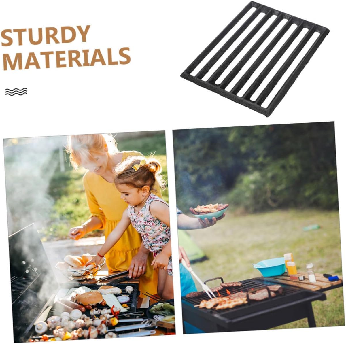 CHILDWEET Rectangular Fireplace Grate Iron Firewood Grate for Outdoor Grilling High Hardness Excellent Bearing Capacity for Barbecue Meat Vegetables and More