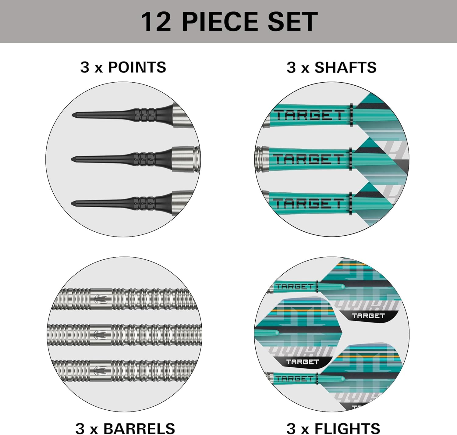 Target Darts Hydro Soft Tip Dart Set (Barrel 12), 18G/20G | 90% Tungsten Darts, Pro Ultra No.6 Flights, Pro Grip Tag Shafts, Pixel Tips | Professional Dart Sets