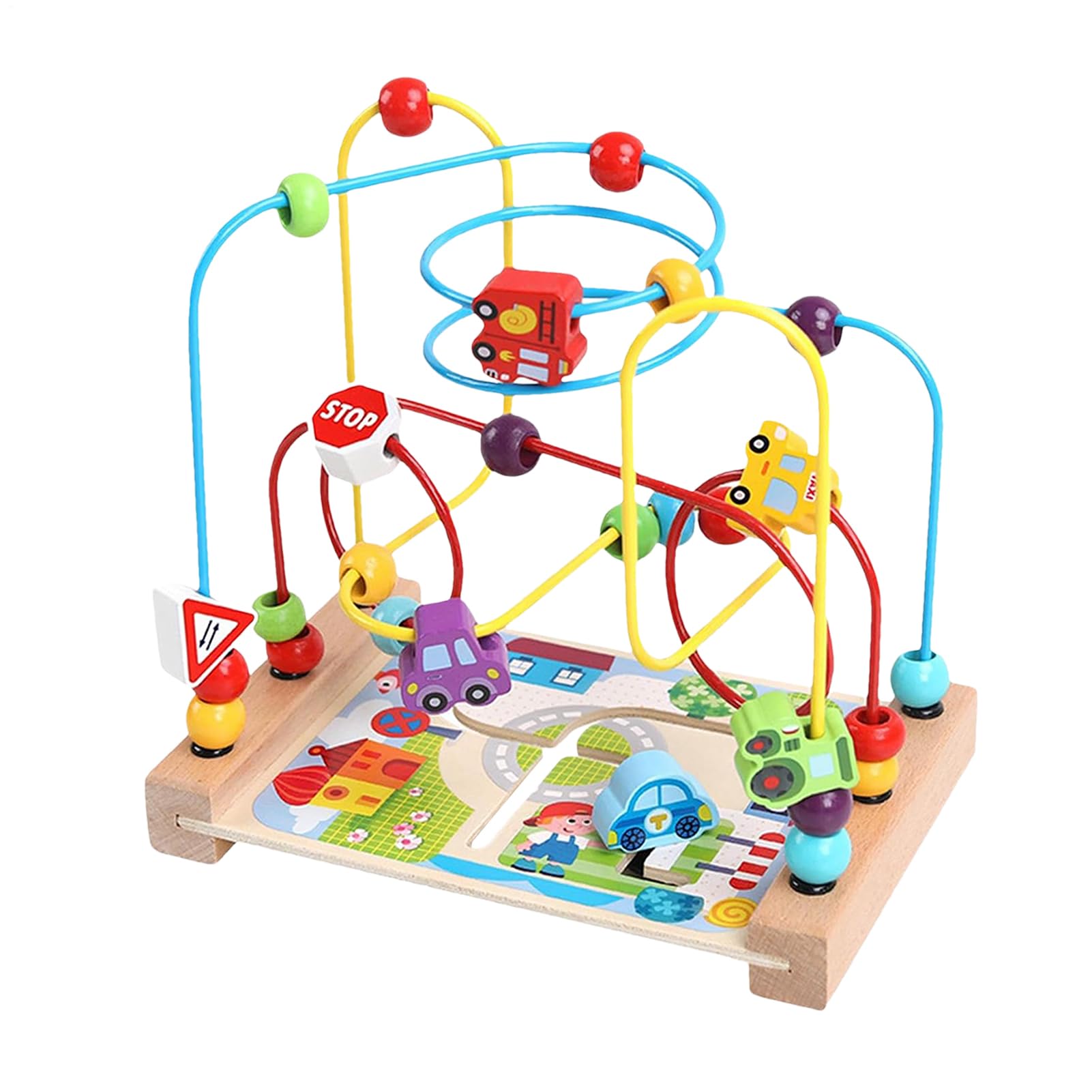 Wooden Bead Maze - Activity Cube for | Colorful Loop with Learning Design, Wooden Track Game, Educational Play Center for Early Development Motor Skills Focus Engagement