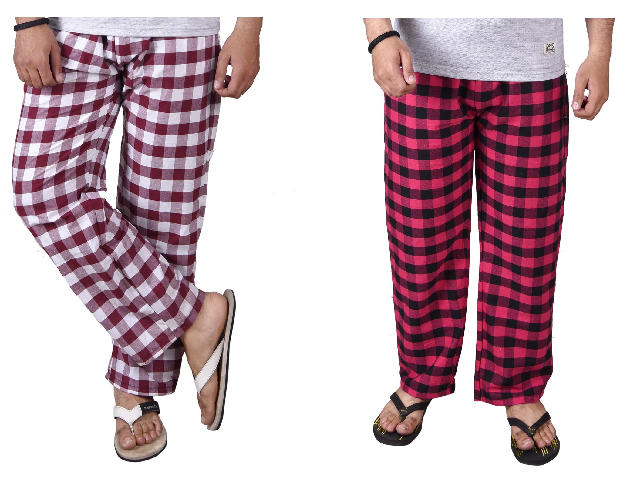 fusfus Men's Cotton Check Pyjama, Pack of 2 (FS409)-picture-34