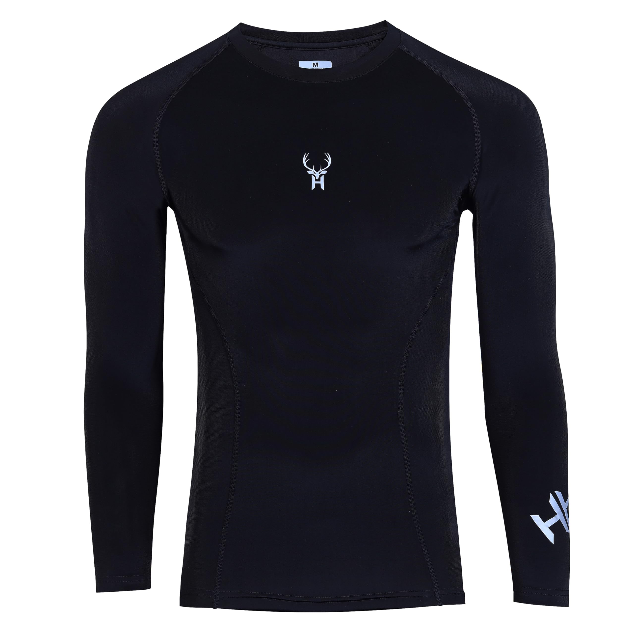 HHH Boys' Long Sleeve Compression Shirt Base Layer UPF 50+ Rash Guard Athletic Running Football Basketball Rugby Sports Top (UK, Alpha, XXL, Regular, Regular, Black)