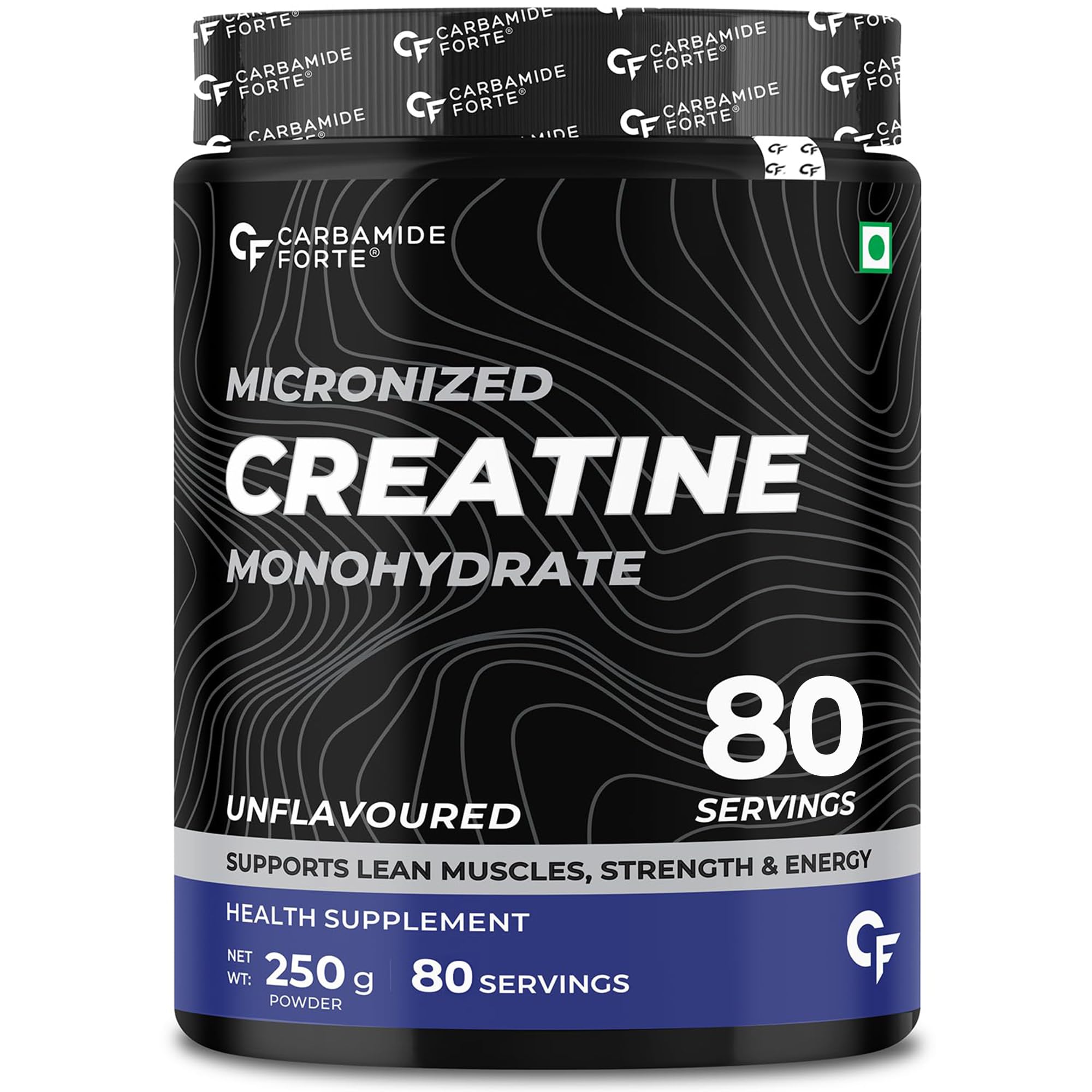 Carbamide Forte Creatine Powder | Micronized Creatine Mono Hydrate | Creatine Monohydrate 250g For Lean Muscle Volumization | Gym Supplements For Men For Strength & Energy - Unflavoured Powder - 80 Servings - 250g