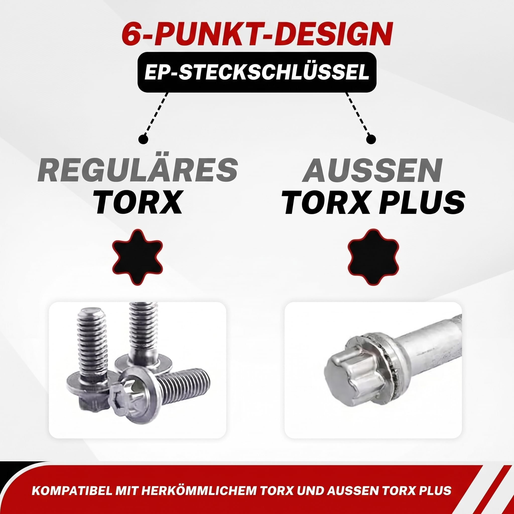 BILITOOLS Außen Torx Plus Stecknuss Satz, 19-tlg EP4-EP32 mit EP8.8