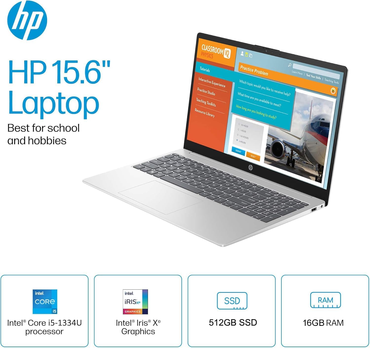 HP 15 Laptop (15.6" FHD Touchscreen, Intel Core i5-1334U (> i7-1255U), 16GB RAM, 512GB SSD) for Business, Students, Home, 10-Hour Long Battery Life, Webcam, Wi-Fi 6, Numpad, Fast Charge, Win 11 Pro