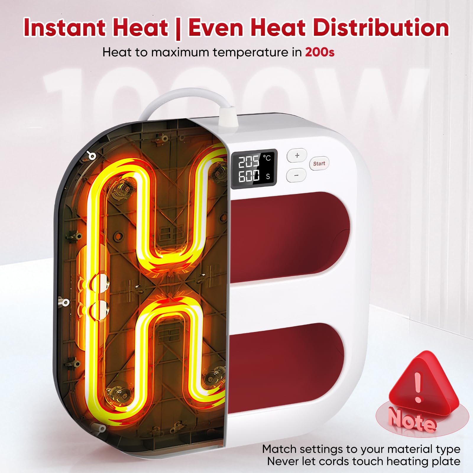 Pressa a Caldo per Tessuti, Pressa a Caldo Portatile con Timer e Controllo Della Temperatura (100-205 °C), Trasferimento Rapido di Tessuti, Include 12 Adesivi, 22,5x22,5CM(9 x 9 pollici)