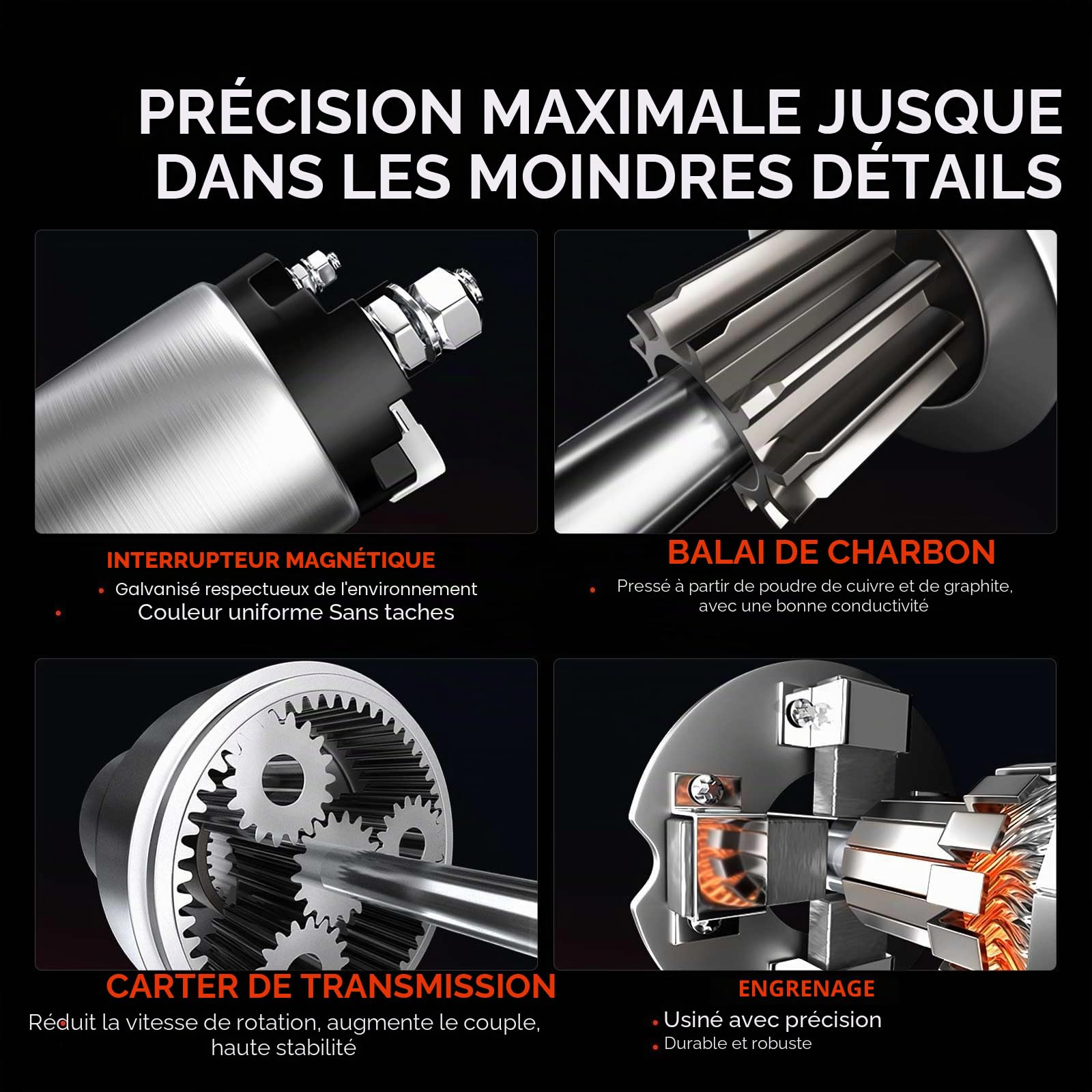Frankberg Démarreur Compatible avec Marine 2YM15 3JH3 3JH3E 3JH3E-YEU 3JH4E 3YM20 3TNV82 3TNV82A 4JH3E 4TNE88 1999-2003 Remplacer# 129608-77010