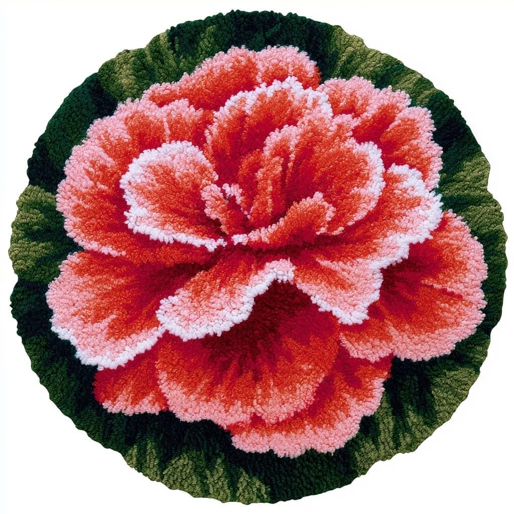 AMBATTERY Round Shape Latch Hook Kits Rug,Crabapple Blossoms