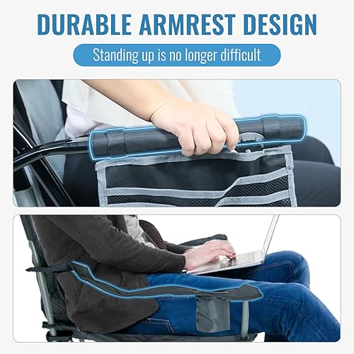 Miniatura 6 de Sillas de campamento con respaldo ajustable, soporta hasta 350 libras, sillas plegables con soporte para tazas, bolsa refrigerante, almohada