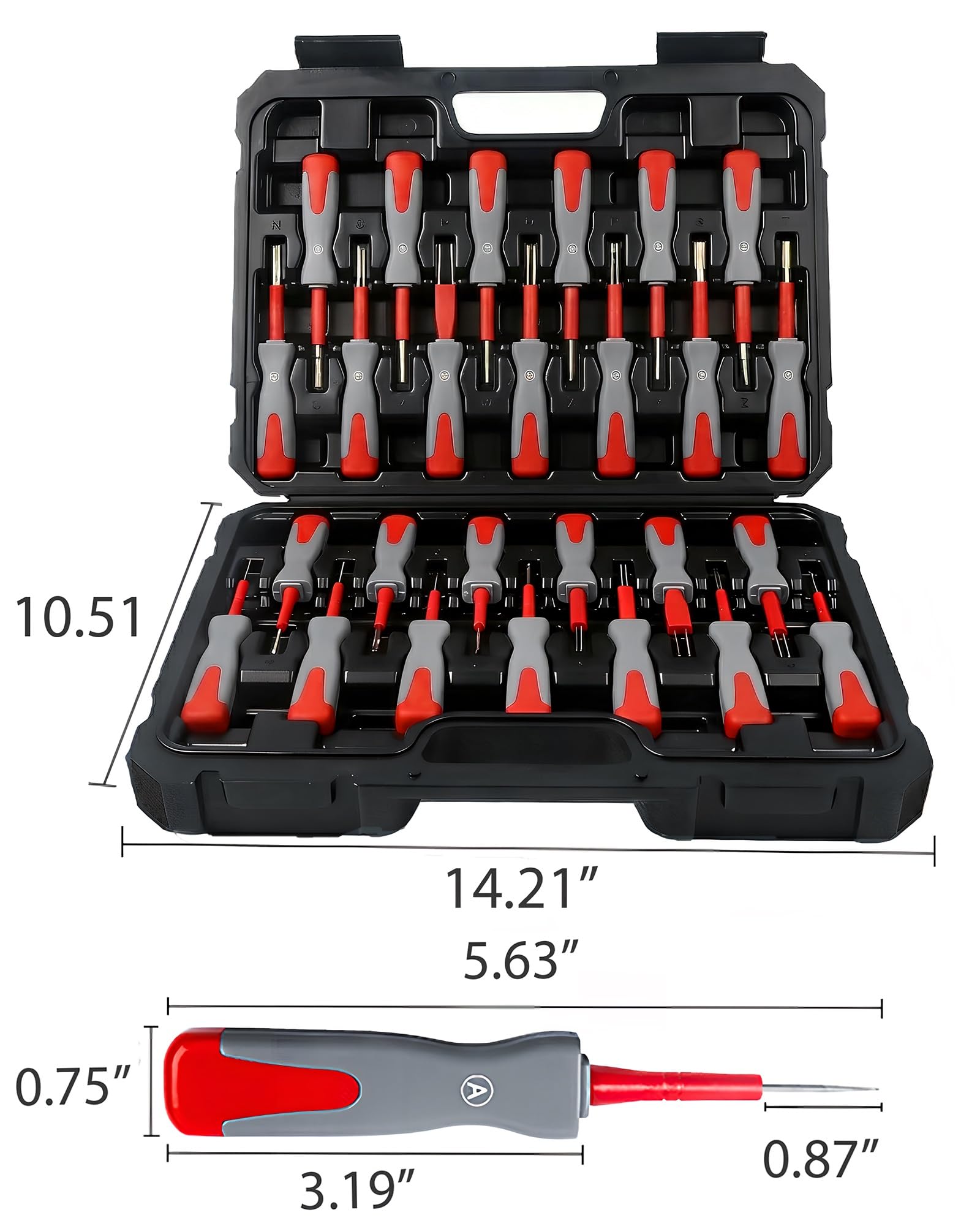 RQG Kit de herramientas de extracción de terminales, 26 piezas, kit de herramientas de extracción de pines eléctricos, universal para reemplazar y liberar conectores de arnés de cables automotrices de