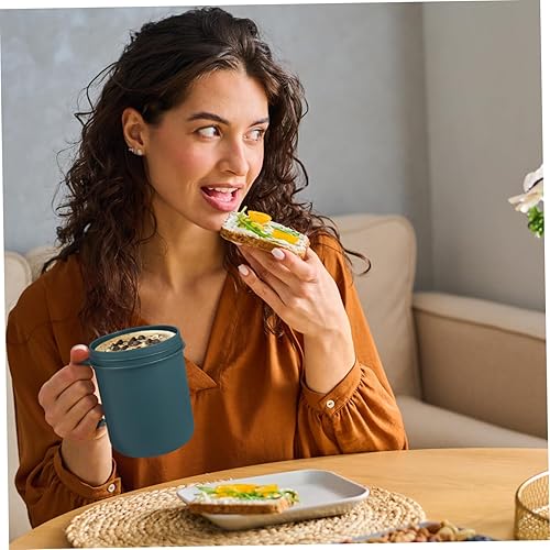 Miniatura 3 de Cabilock Taza de sopa para microondas con tapa y cuchara, contenedor de taza de desayuno portátil, caja de almuerzo de gachas de avena con cuchara