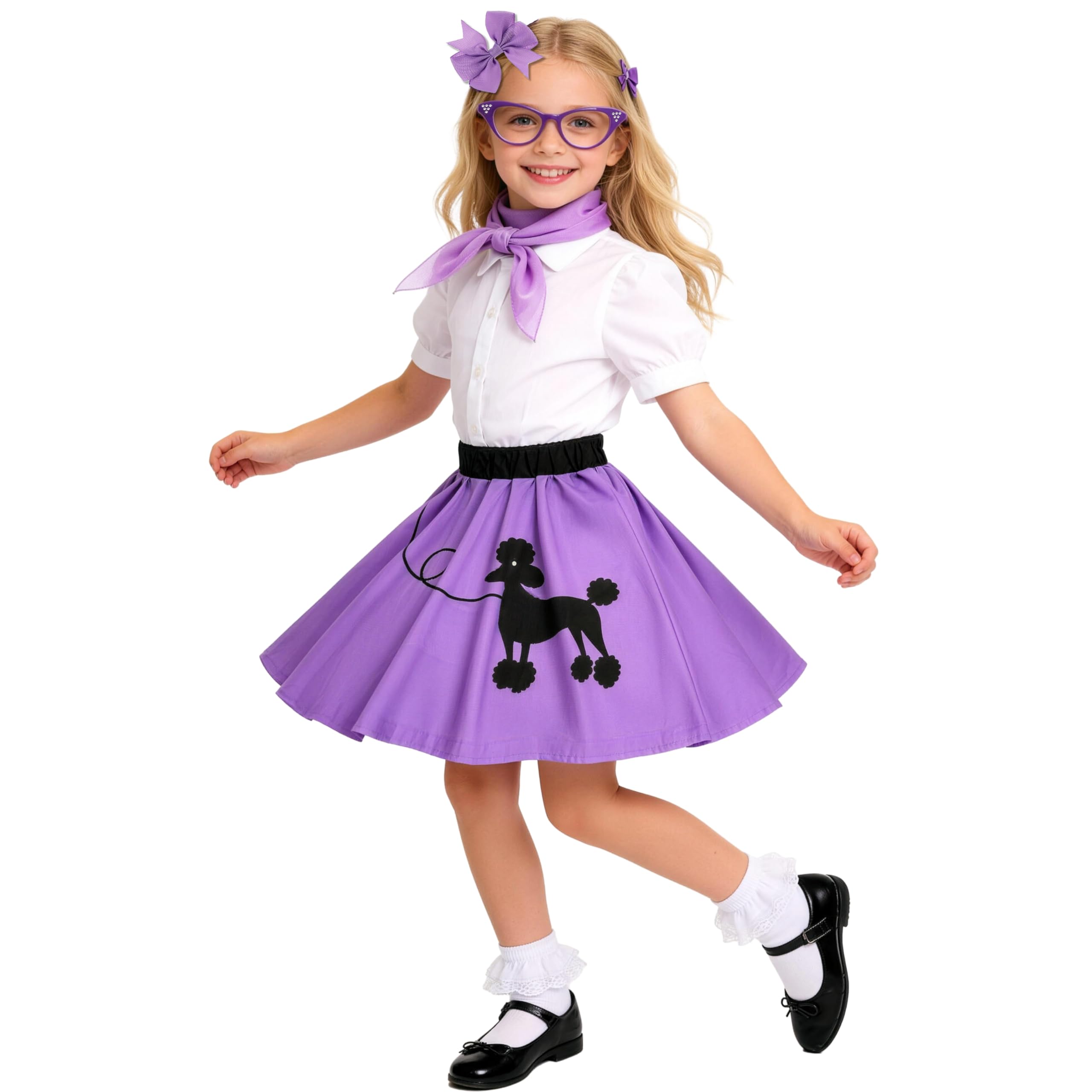 50s Outfit for Girls Poodle Skirt Costume Set for Halloween Birthday Party