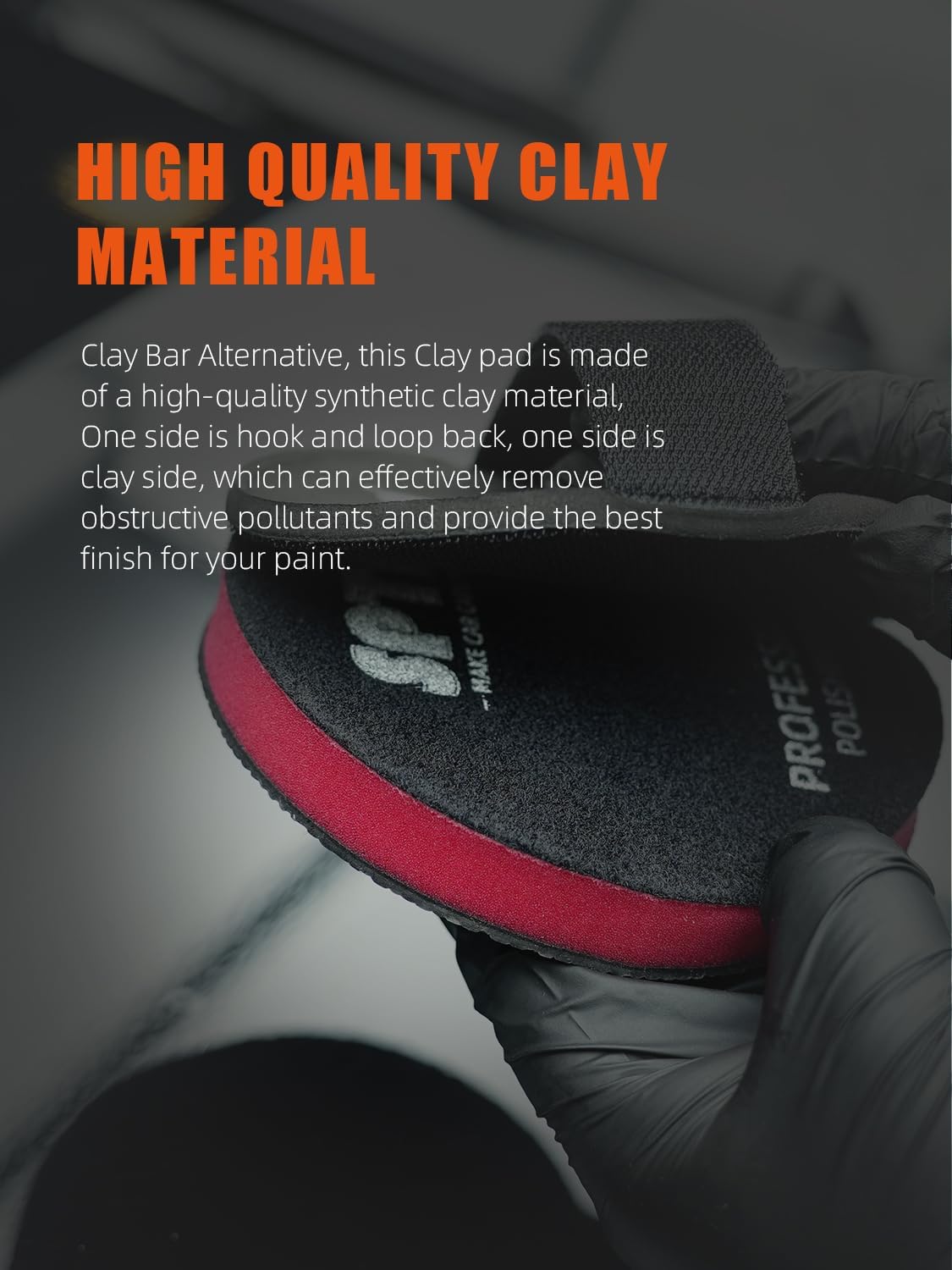 Clay Bar Pad, 5 Inch Mid Grade,1Pc Handle Grip Pad and 1 Pc Clay Bar Applicator, Synthetic for DA Polisher and Rotary Polisher for Car Detailing, Clay Bars Auto Detailing -CHMLP5MA image 3