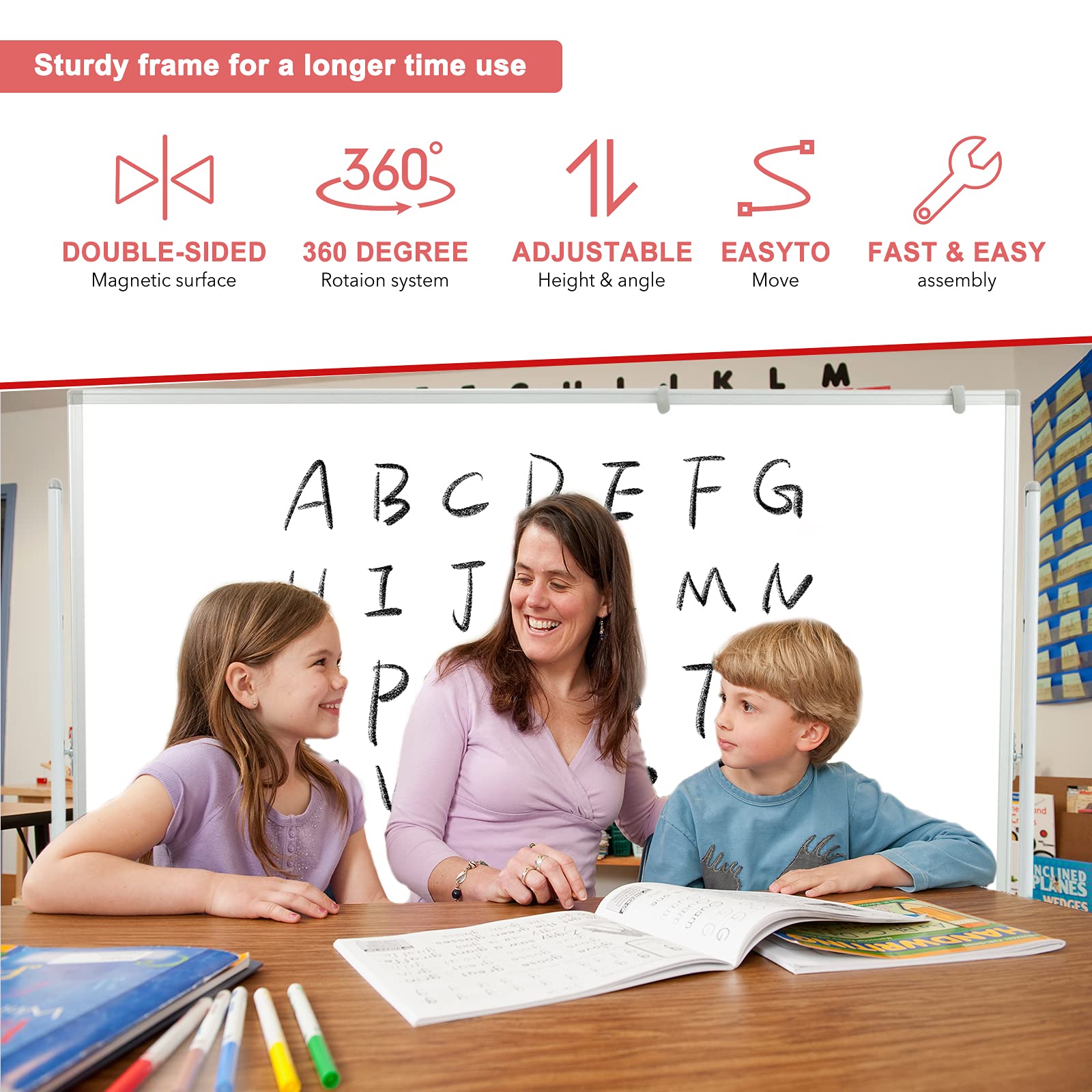 Mobile Whiteboard 48x36 inch SUODUN