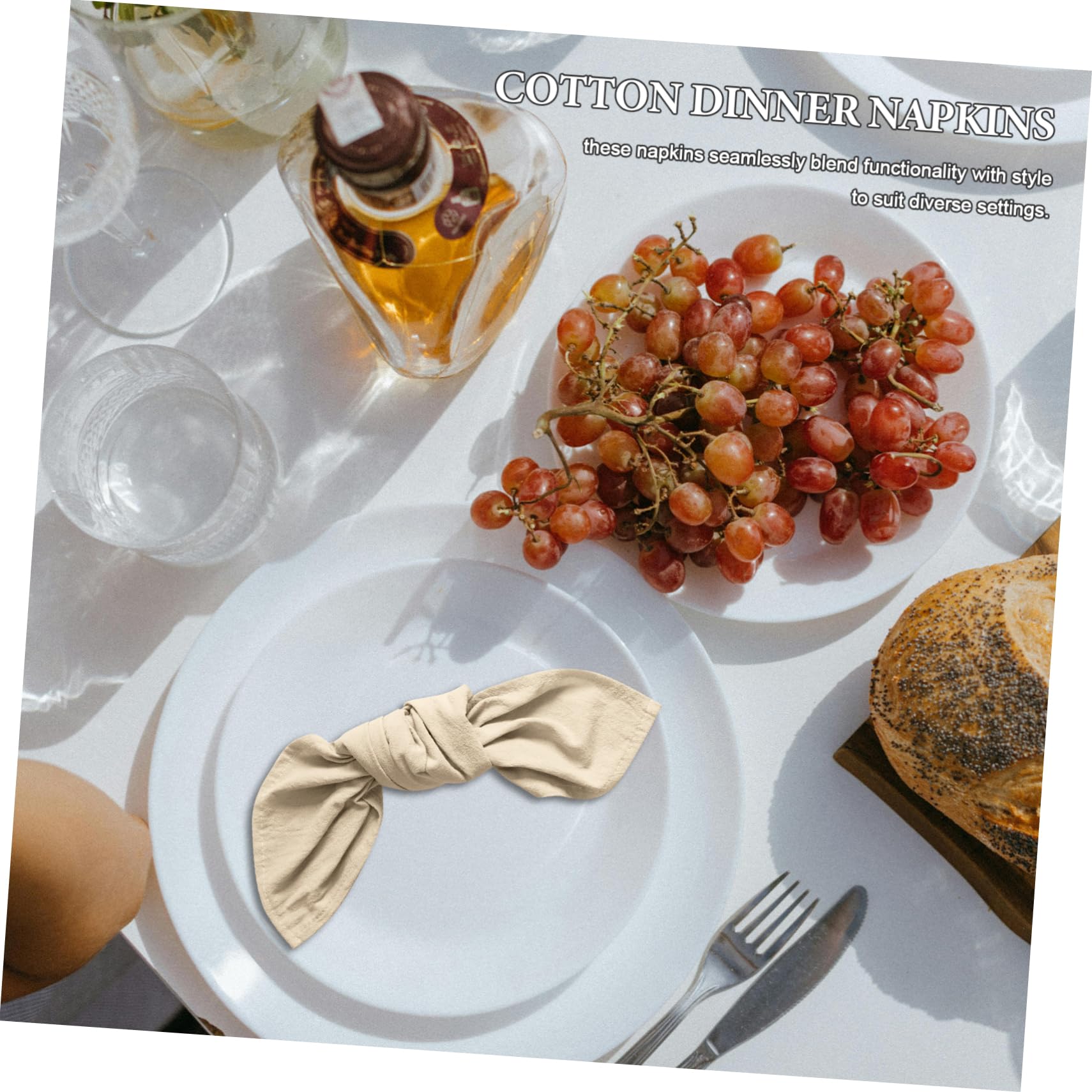 12 Weiche Baumwollservietten Beige Waschbar und Wiederverwendbar 40cm für Familienessen Tischservietten aus Baumwolle