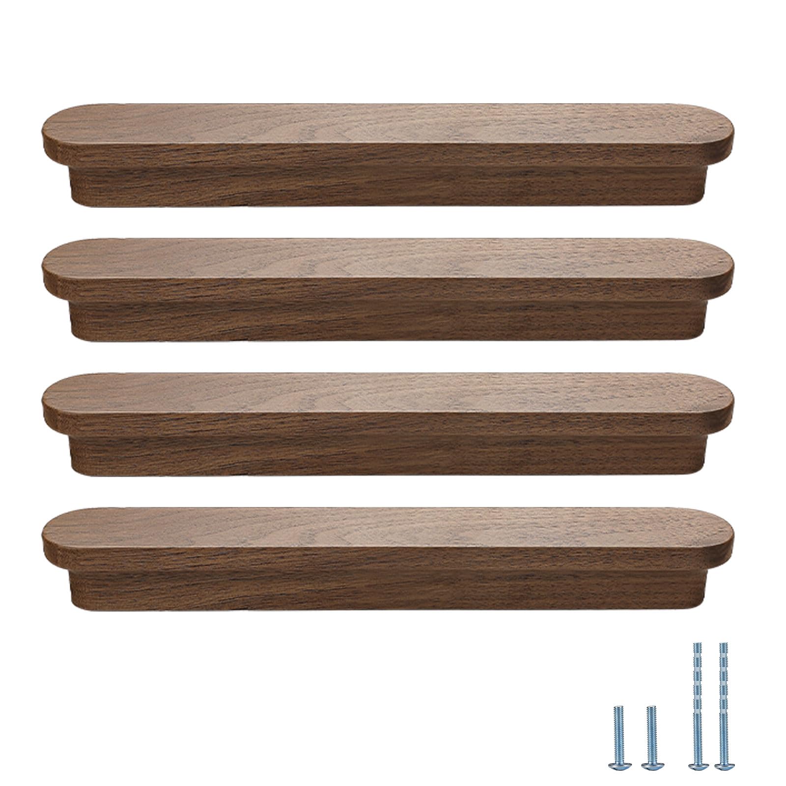 Evionlin 10 Pcs Walnut 7.8 in Widened Wooden Cabinet Door Handle Wardrobe Door Drawer Door Pull — image 1