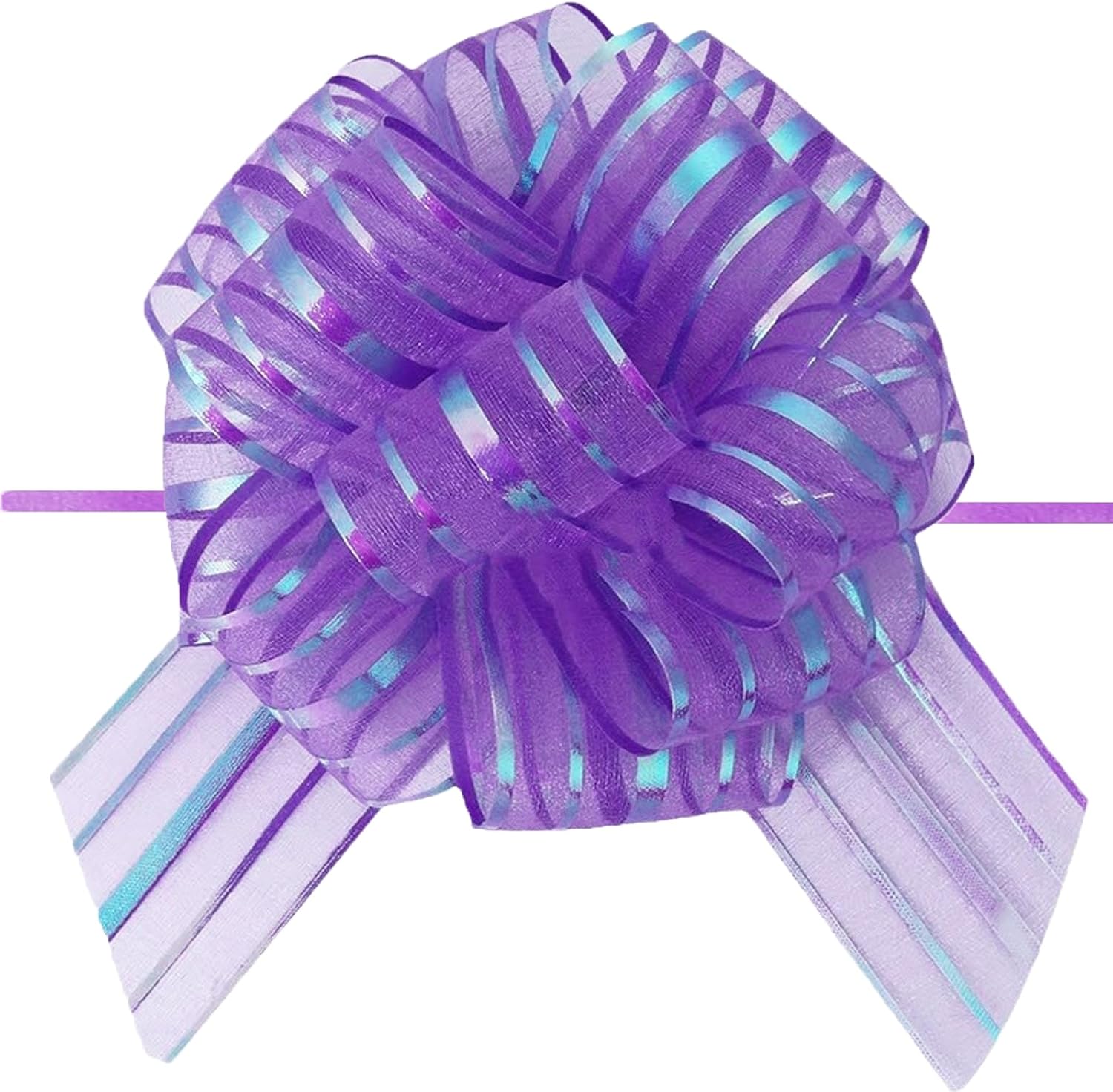 OZXCHIXU 20 Pieces Large Organza Pull Bows Gifts Wrapping Bows for Christmas Easter Gift Baskets, Wedding Party Decor, 6 Inches Diameter(Purple) image 2