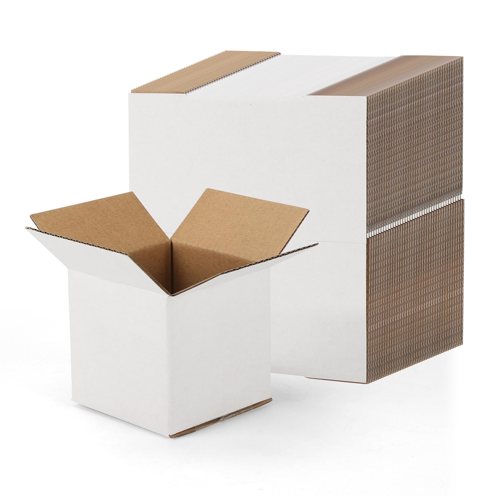 Wtrgas 50 Pack Small Shipping Boxes 3x3x3 Inches, White Corrugated Cardboard Box for Shipping, Packing, Business, DIY