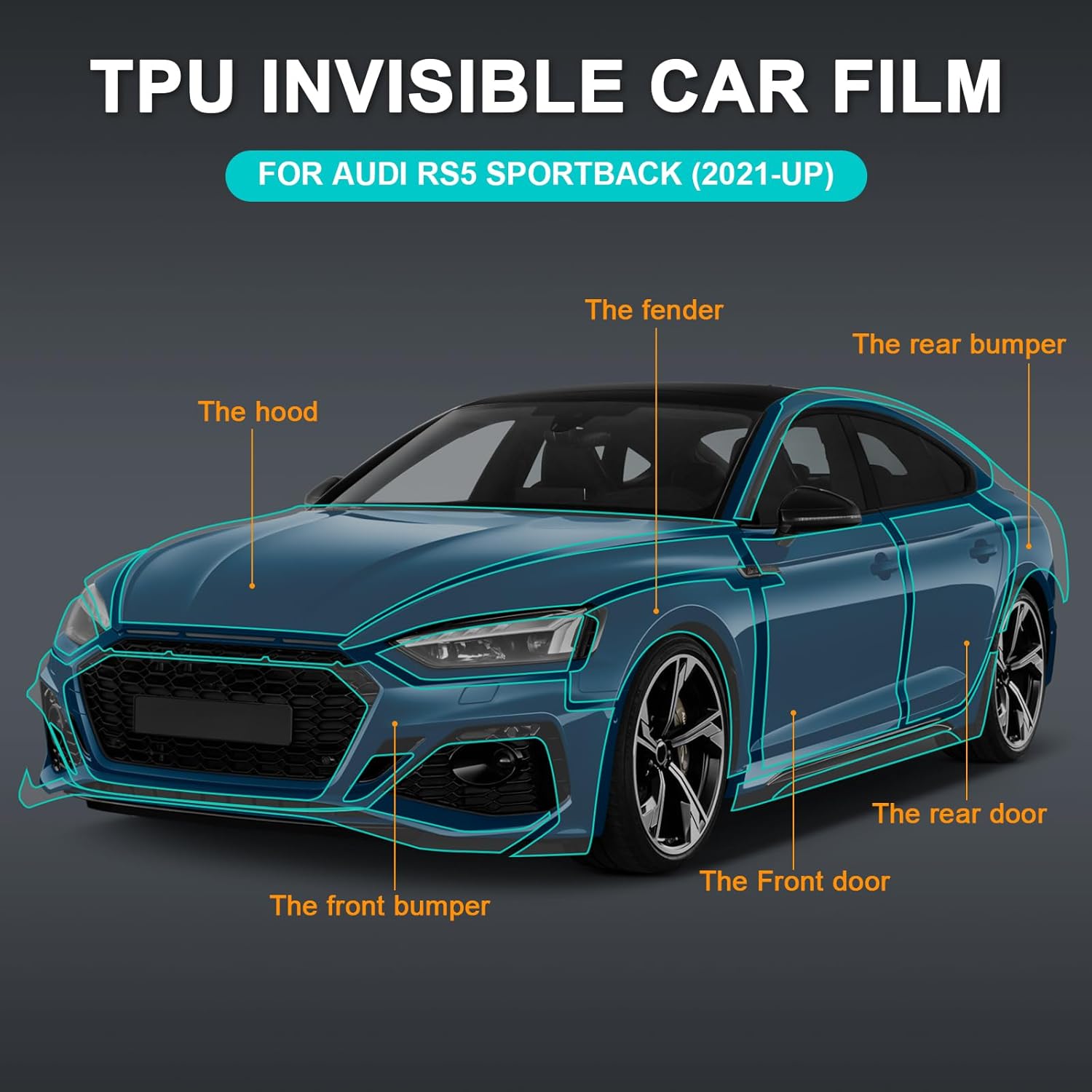 for 2021-2025 Audi RS5 Precut Paint Protective Film 8.5 Mil TPU PPF Clear Car HD Scratch Exterior Accessories (Full Body)