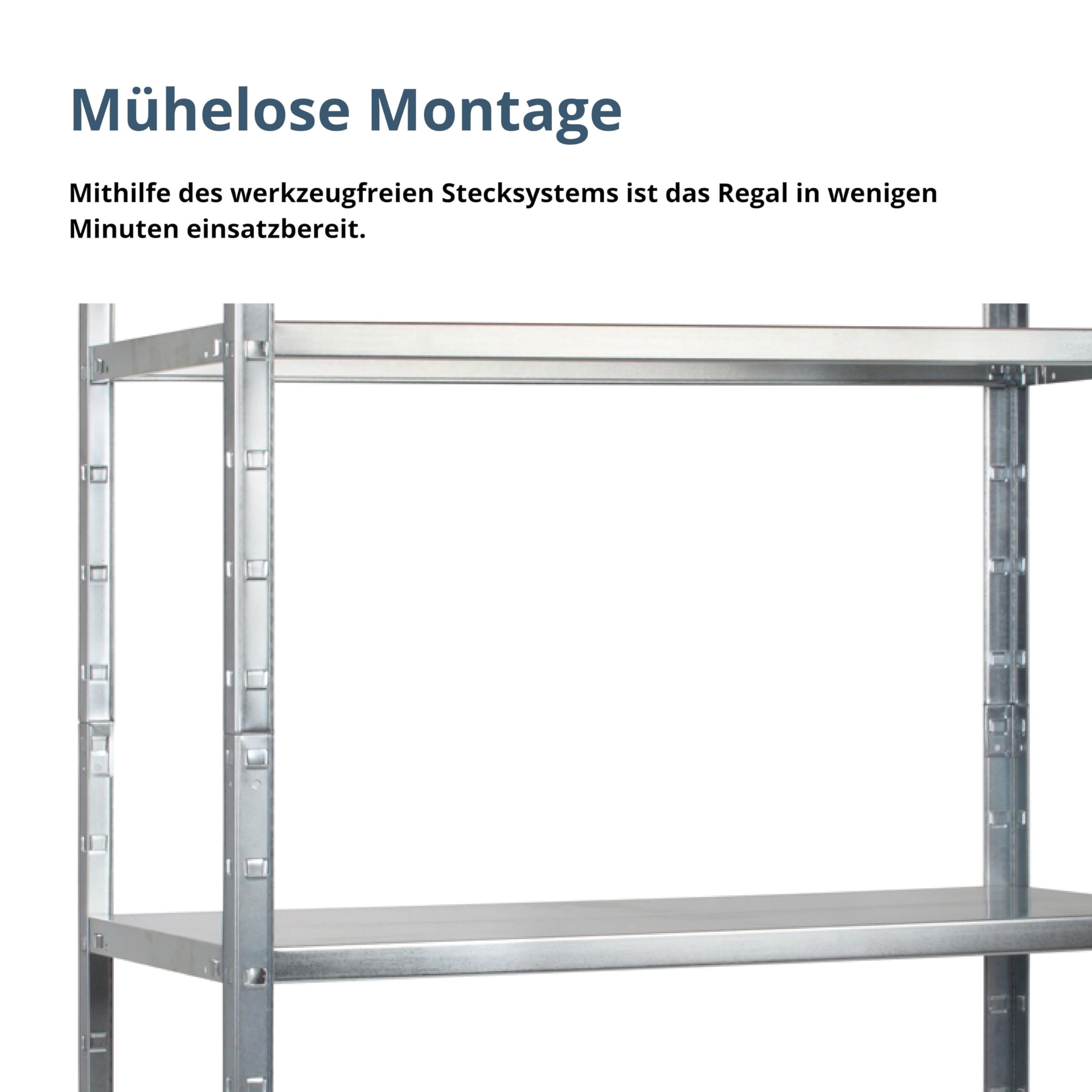 SCHULTE Regalwelt Steckregal mit 4 PowerMAX Fachböden, 70 kg Tragkraft, 200x100x50 cm (HxBxT), verzinkt (Lagerregal, Werkstattregal, Kellerregal, Garagenregal, Metallregal