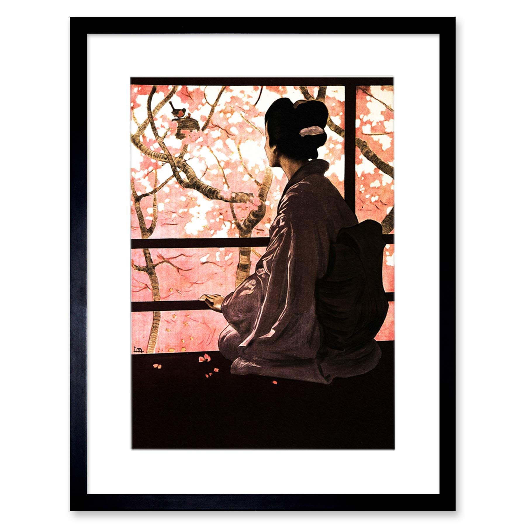 Wee Blue Coo Opera Madame Butterfly Japanese Artwork Framed Wall Art Print 12X16 Inch