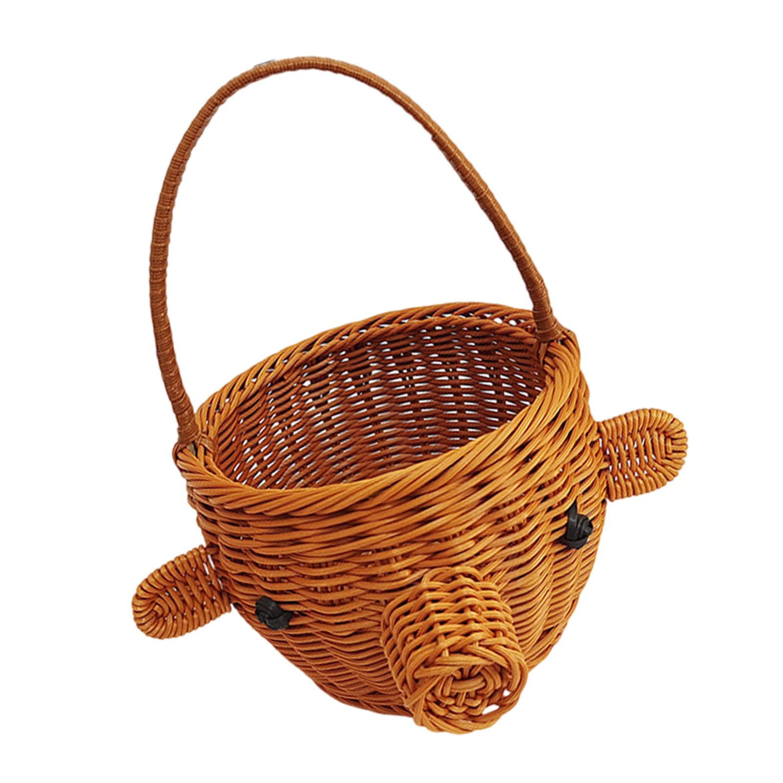Elnwnnkc Unique Piggy Cartoon Storage Container Piggy Basket Imitation Rattan Weave for Home Decoration and Storage Fruit Serving Basket