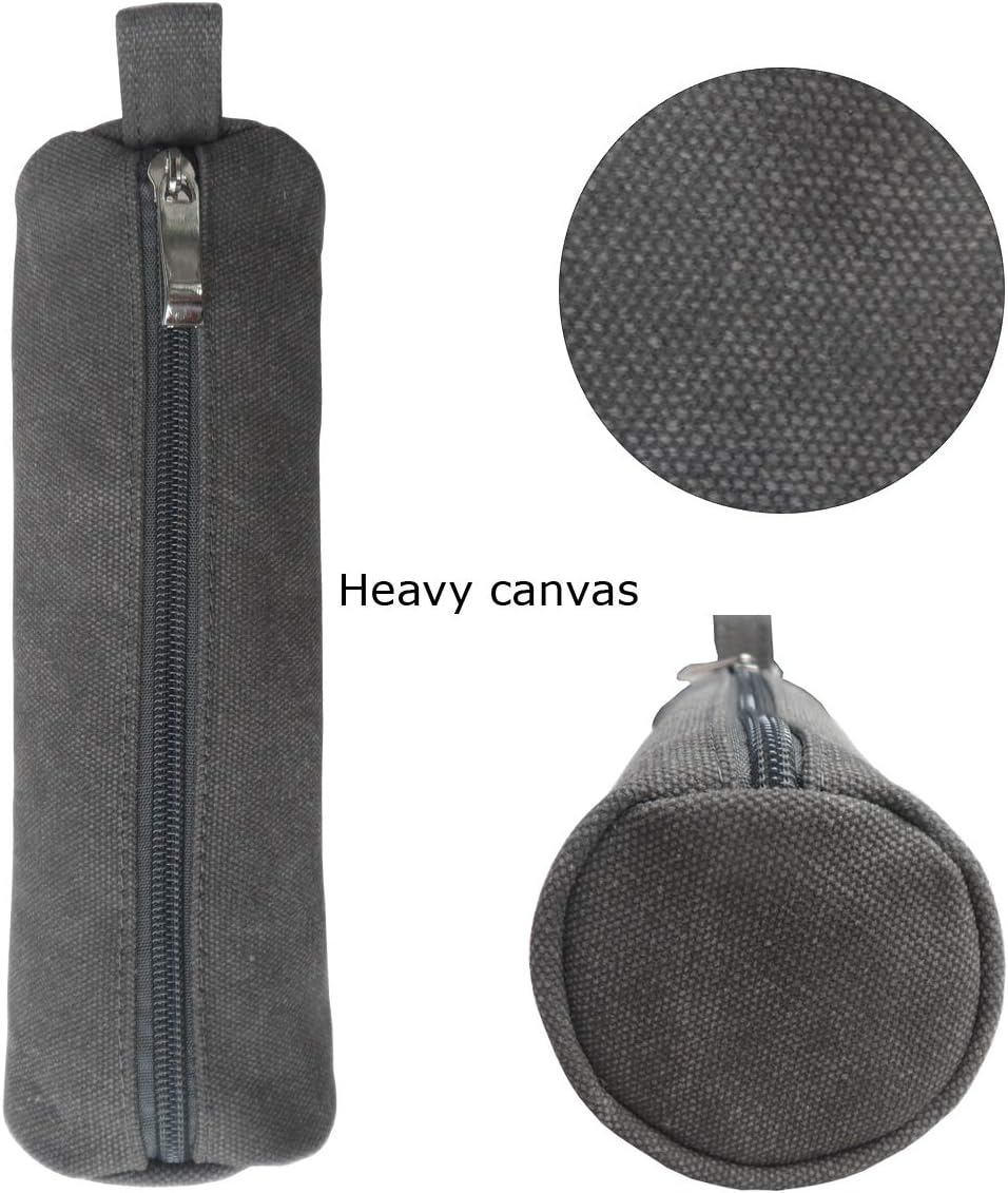 Heavy Canvas Stationery Stylish Simple Pencil Bag and Durable Compact Zipper Pencil Case Pouch 1 Pack Gray image 4