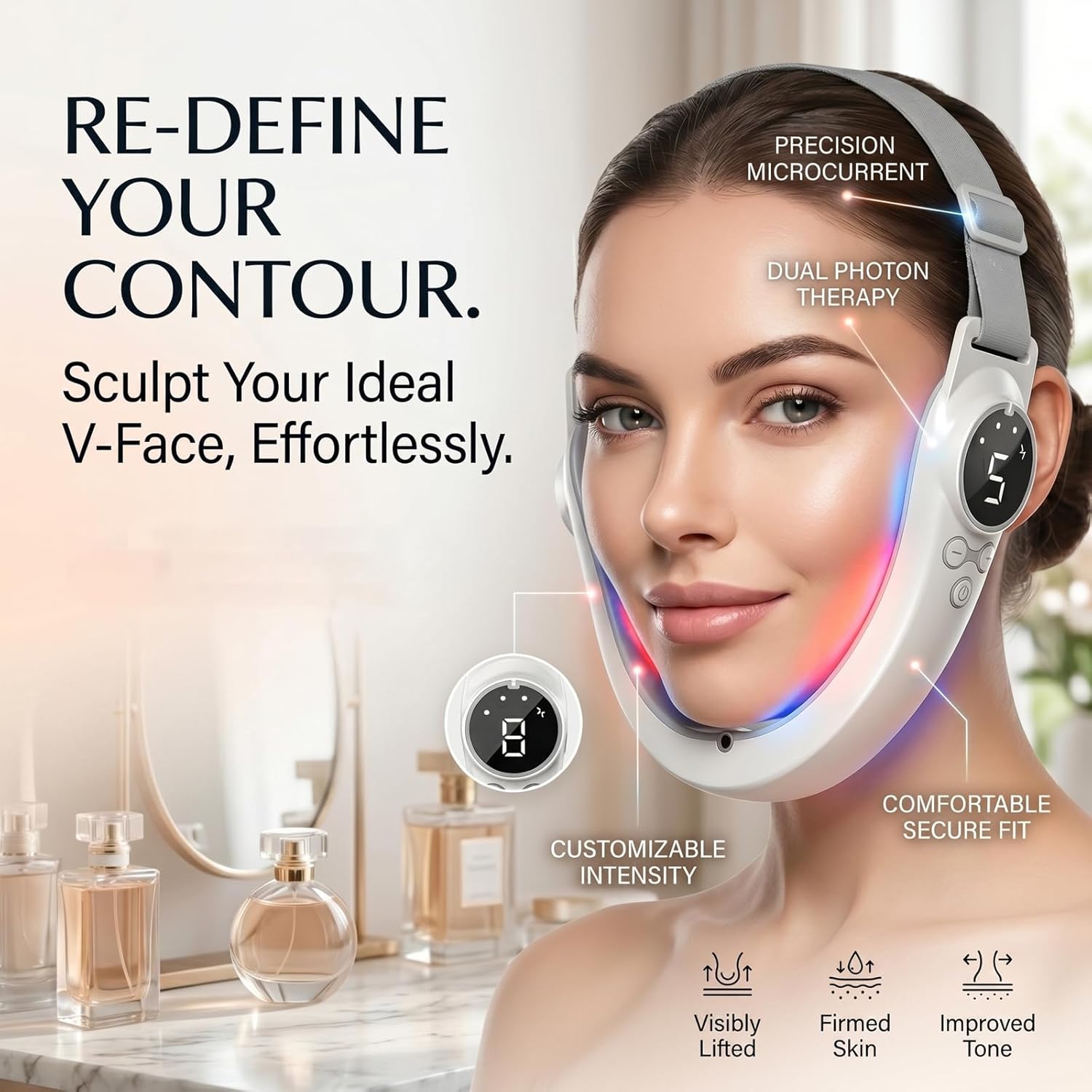 Vitala V Lift Facial Device, Electric Double Chin Reducer, V-Shape Jawline Sculpting Tool, Intelligent Double Chin Machine for V-face, for Skin Tightening (1 pcs)