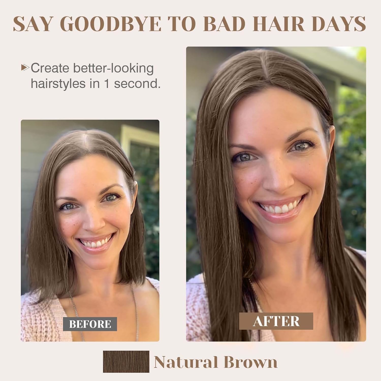 S-noilite Hair Toppers for Women Real Human Hair 3D 360° Cover Clip in 100% Real Human Hair Toppers 3″*4″ Clip in Silk Base 10 inch Natural Brown