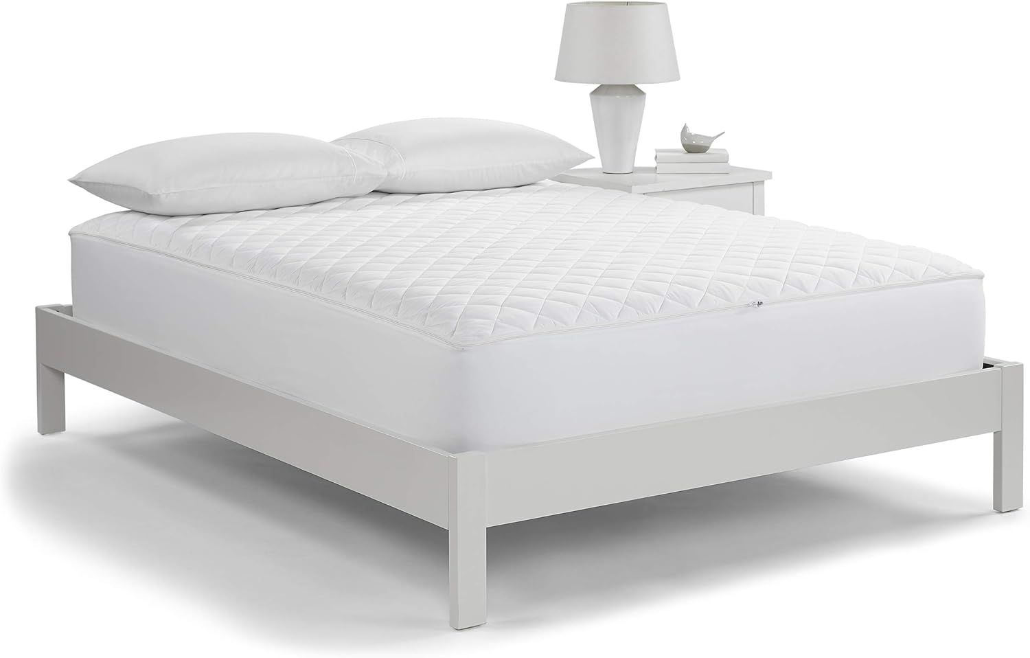 Serta Protection Plus Fiber Fill Cooling Fitted Mattress Pad Cover, Twin, White
