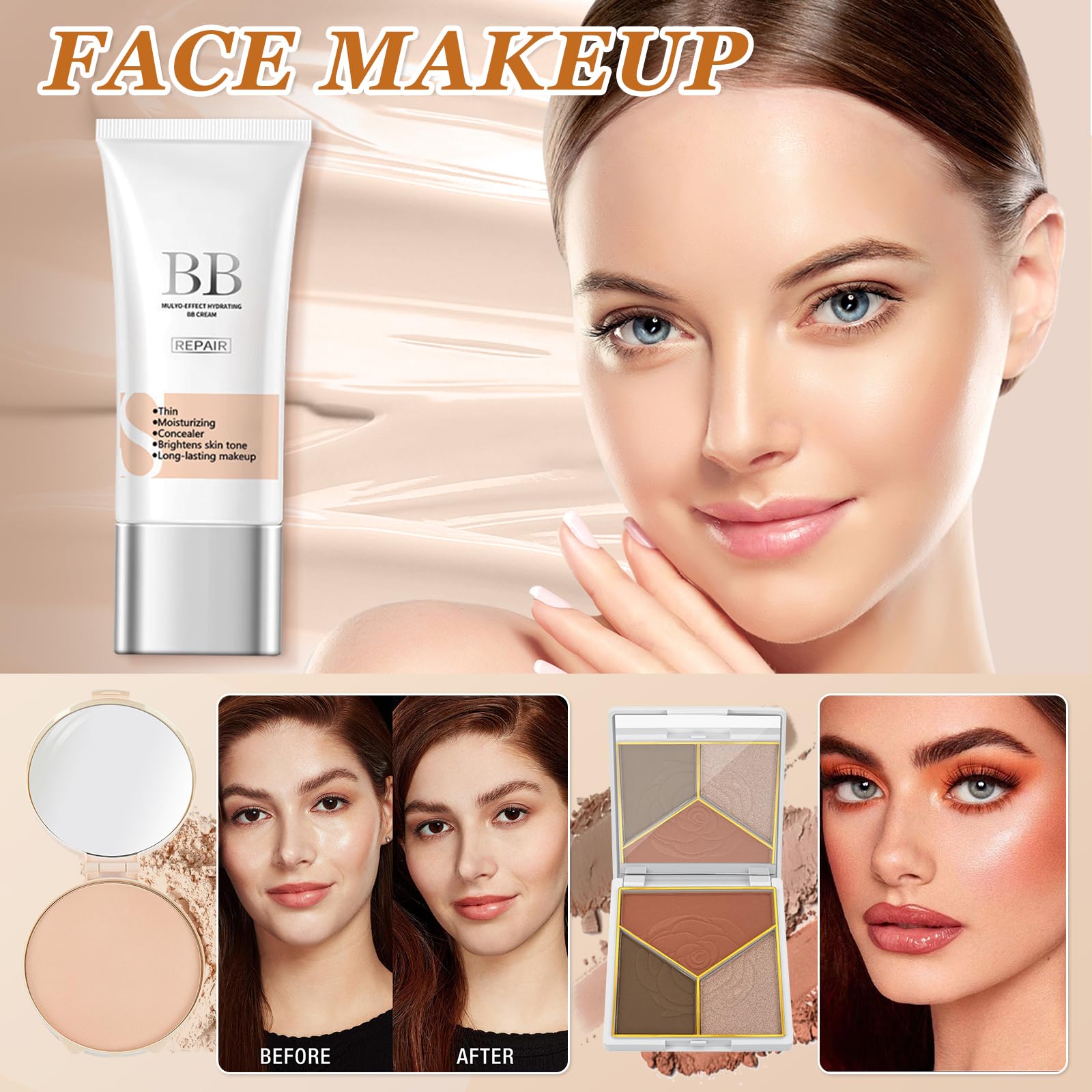 23 Pièces Coffret Maquillage Femme, Kit Maquillage Professionnel Complet, Coffret Cadeau Maquillage Ado Fille avec Palette de Fards à Paupières, Gloss à Lèvres, Eyeliner, Mascara, Pinceaux