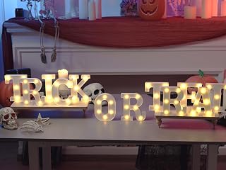 36 Pcs Halloween LED Lighted Sign 3D Bat Decorations, 12 Pcs Halloween Trick or Treat Sign 24 Pcs PVC Bats Wall Decor 6.3 Inch LED Letter Lights 3D Bat Halloween Stickers for Party Supplies