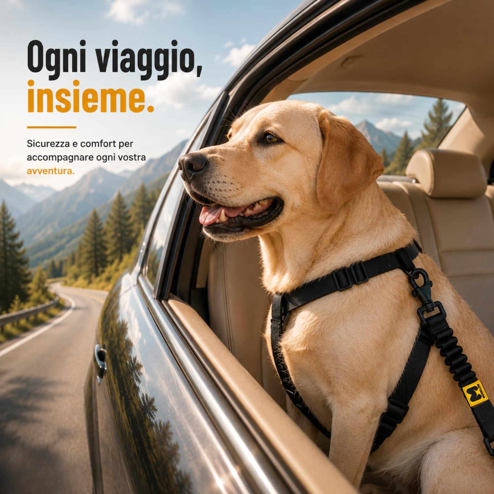 MORELOW Cintura Auto Per Cani - Cintura di Sicurezza per Cani Elastica Anti Shock che Riduce gli Strappi - Regolabile con Gancio Rinforzato - Compatibile con Tutte le Auto