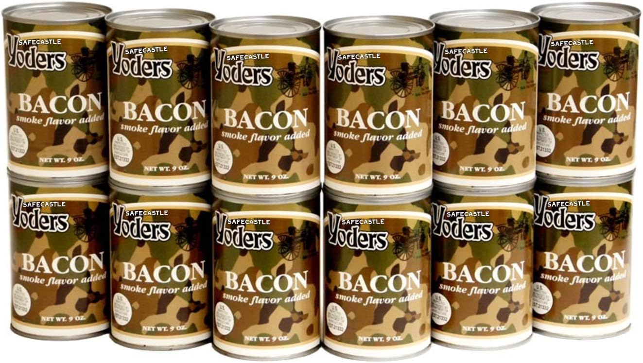 Yoders Fully Cooked Canned Bacon Full Case 12 Cans/9ounce each