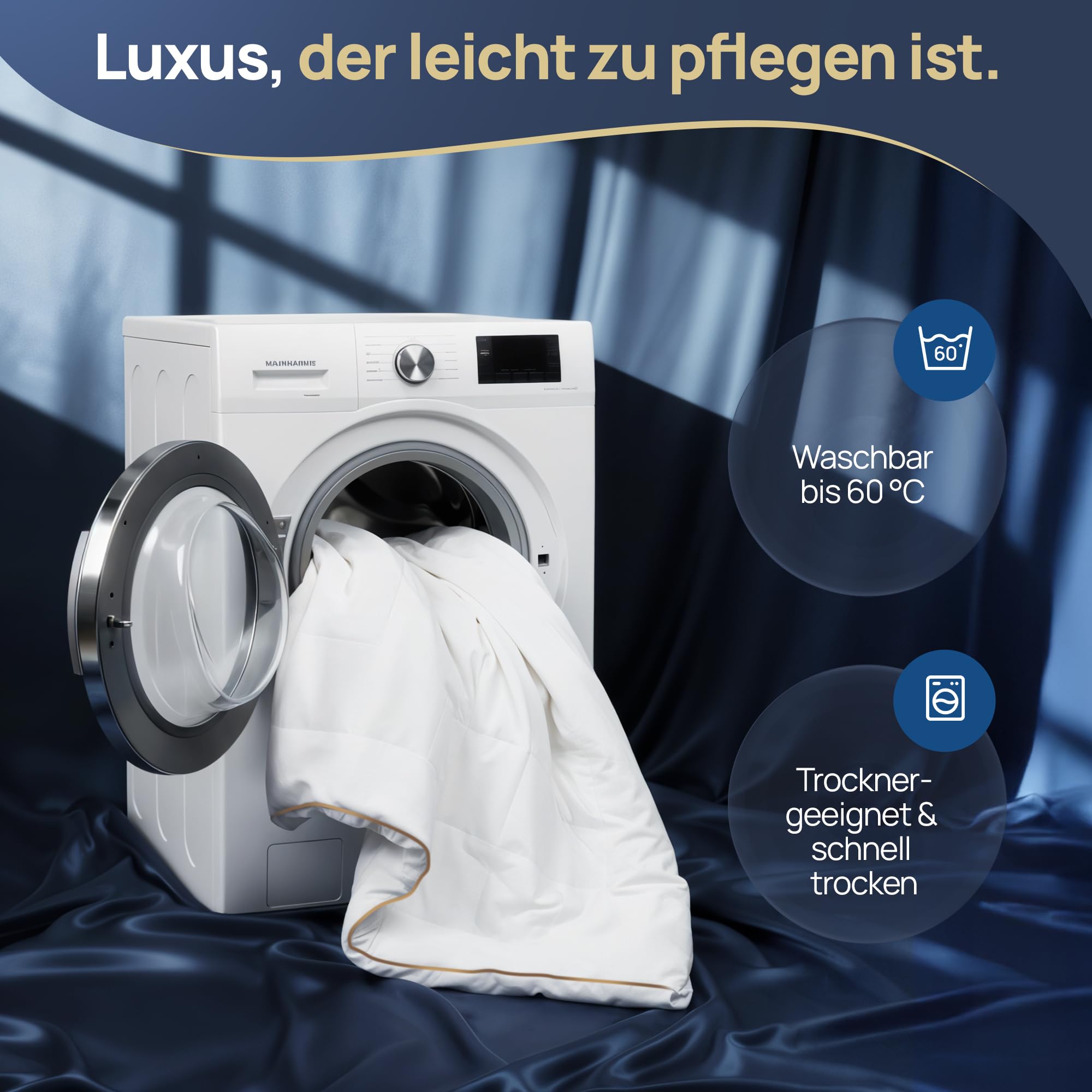 LILENO HOME Golden Elegance Steppbettdecke 135x200 – Wolkenweiche Allergiker Bettdecke 135x200 | 100% Baumwollbatist ohne Kältebrücken | Ganzjahresdecke | Oeko-Tex Klasse 1 | Hotel Qualität