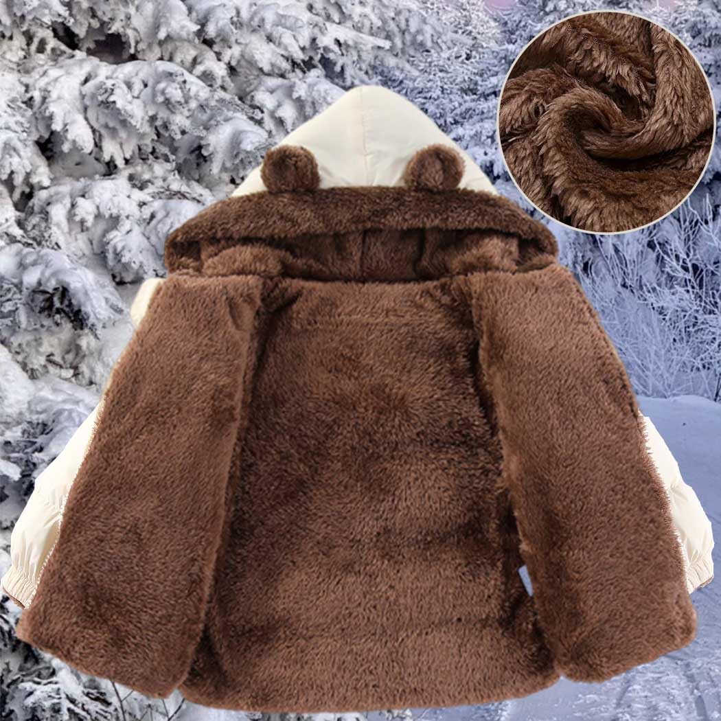 Toddler Winter Puffer Coat Fleece Padded Jackets Hooded Bear Ears Outwear Clothing for Kids Boys Girls 1-6 Years