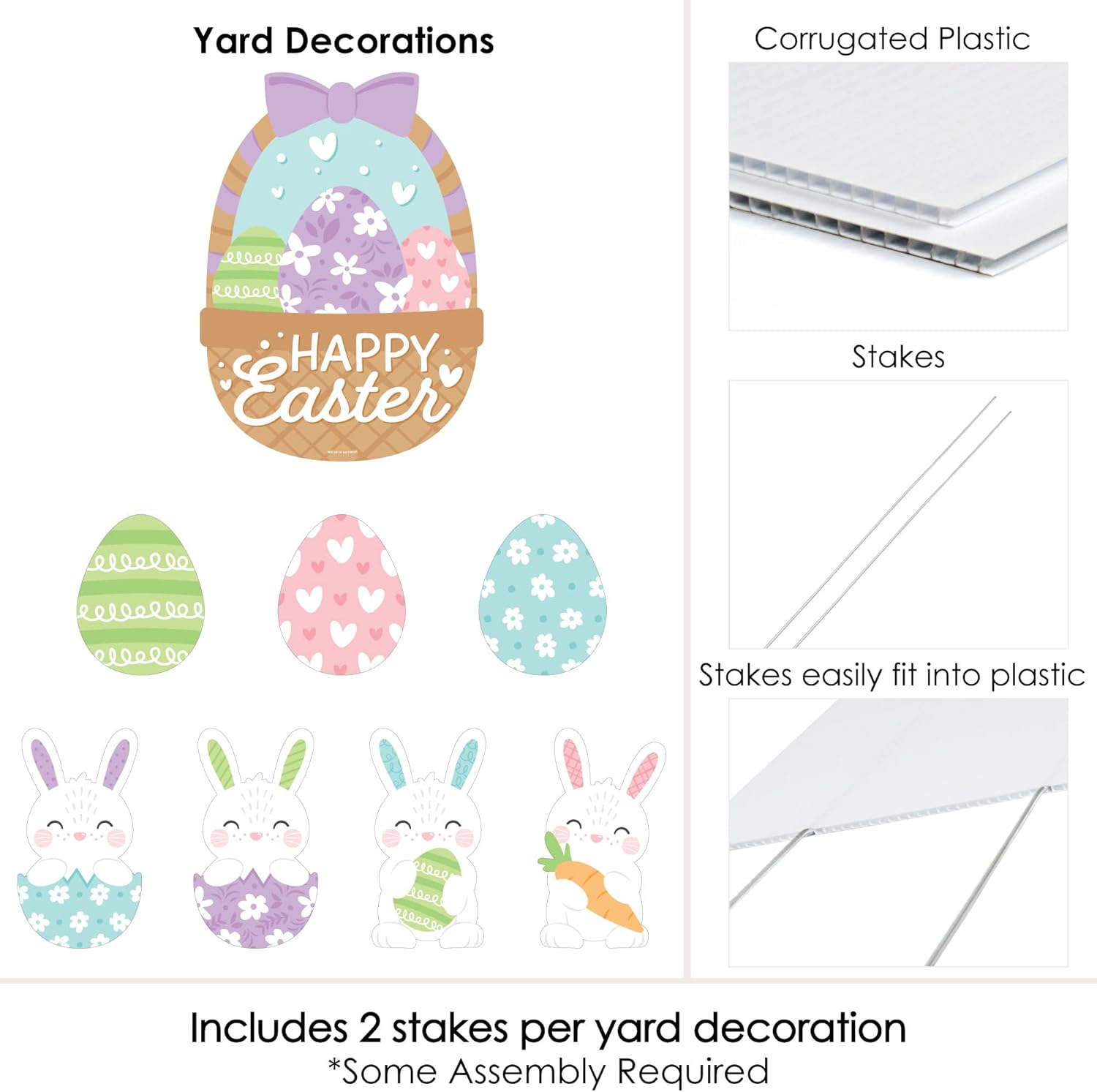 Big Dot of Happiness Spring Easter Bunny - Yard Sign and Outdoor Lawn Decorations - Happy Easter Party Yard Signs - Set of 8