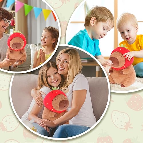 Miniatura 5 de RichRabbit Lindo Capybara - Peluche de Capibara de peluche, juguetes de peluche para abrazar, regalos para niños, felpa marrón, sombrero