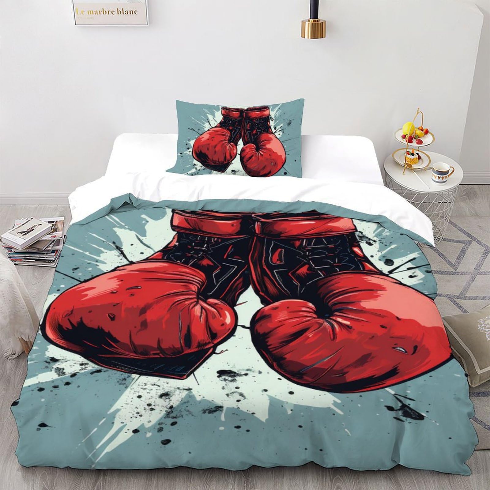 Gant de boxe housse de couette hypoallergénique lit 1 personne entretien facile