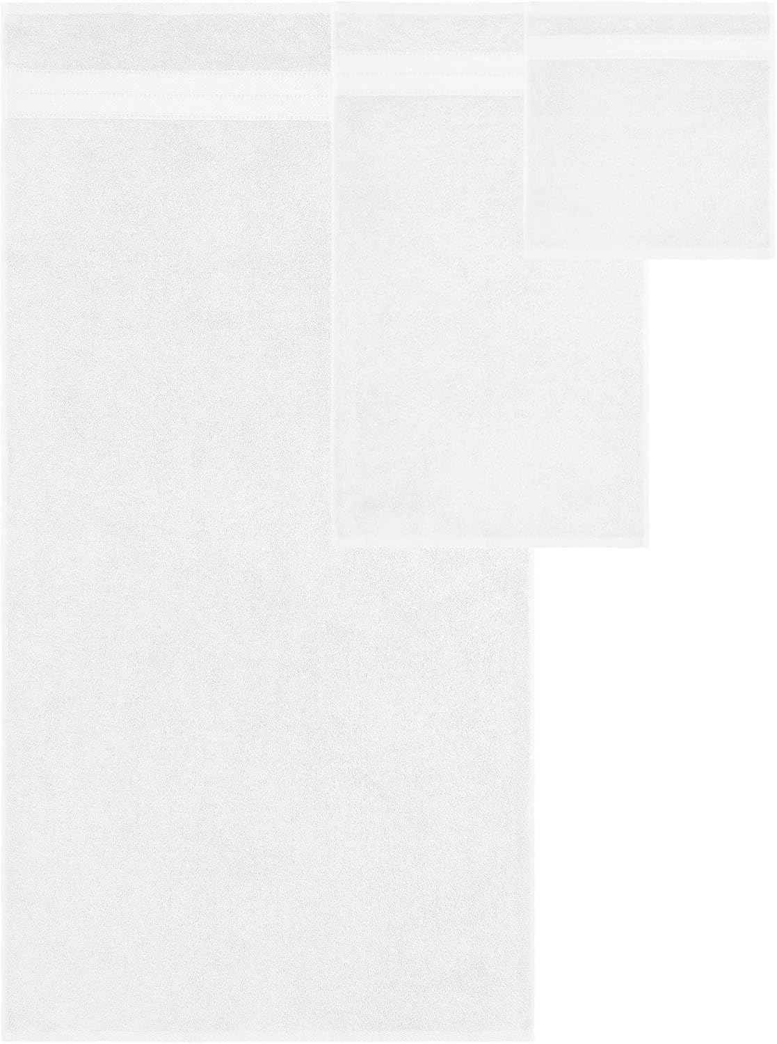 Modern Threads - Spun Loft 18-Piece 100% Combed Cotton Towel Set - Bath Towels, Hand Towels, & Washcloths - Super Absorbent & Quick Dry - 600 GSM - Soft & Plush, White