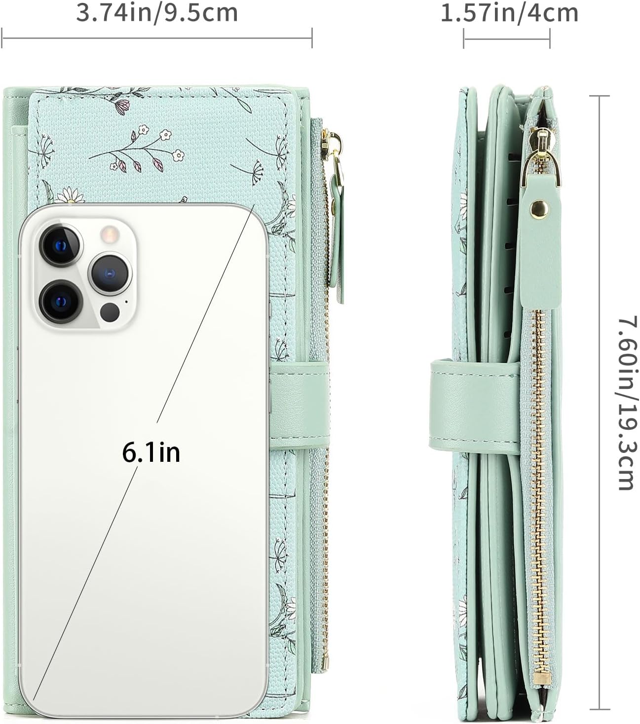 GAEKEAO Womens Wallet RFID Blocking Trifold Large Capacity Ladies Vegan Leather Wallet Floral Multi Card Holder Organizer - Image 3