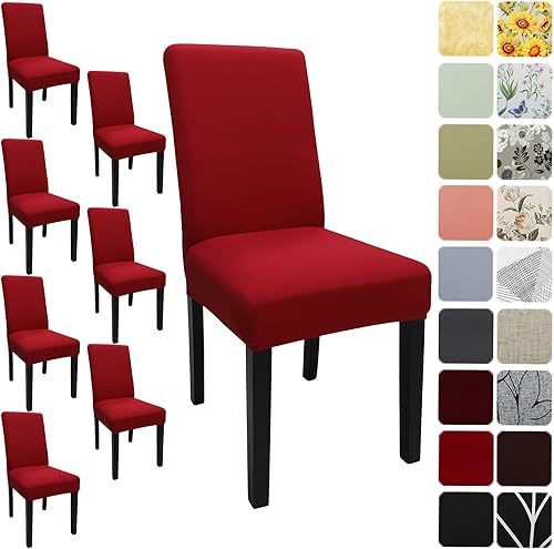 Keyroal Juego de 8 fundas para sillas Parsons de comedor, elásticas, de color liso, extraíbles y lavables, fundas protectoras para sillas de cocina,