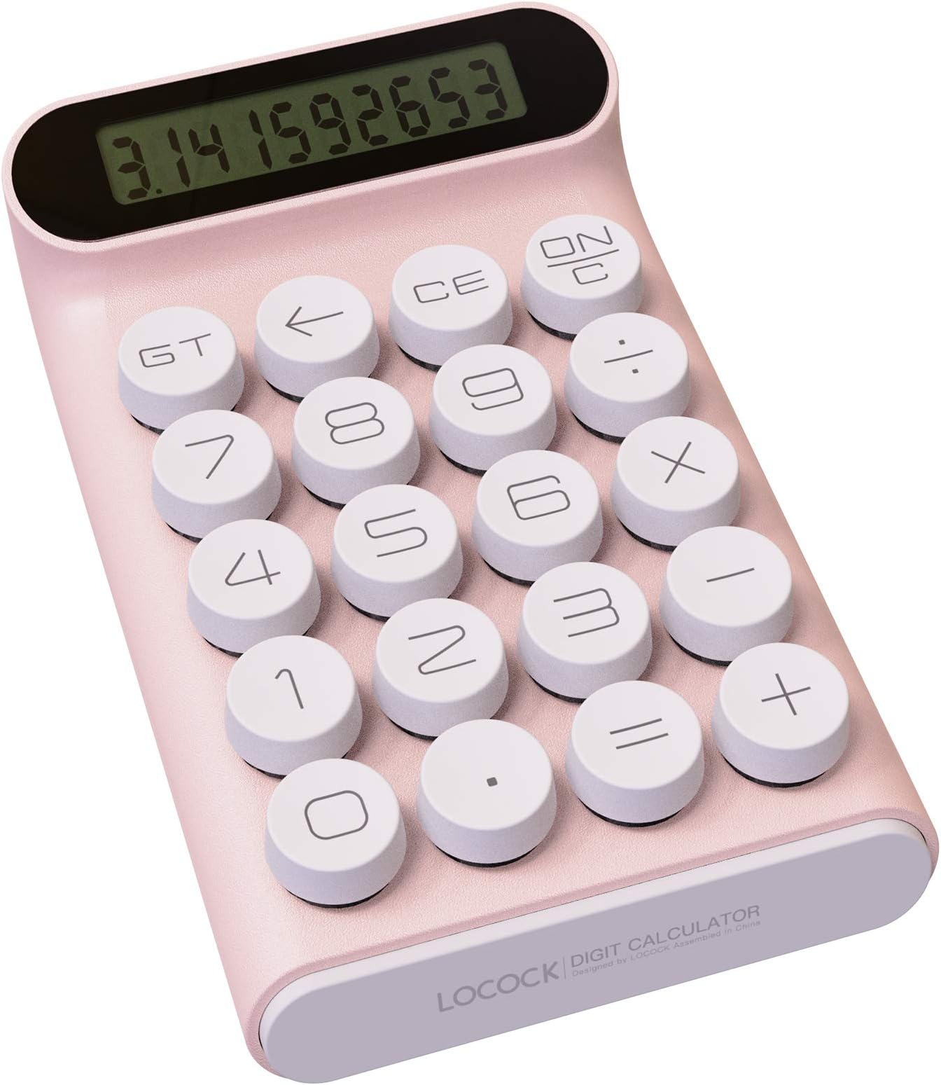 Mechanical Switch Calculator,Handheld for Daily and Basic Office,10 Digit Large LCD Display (Pink)
