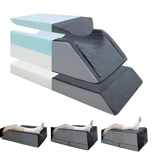 Leg Elevation Pillows for After Surgery,4-Height Adjustable Leg Elevating Pillow,Knee Surgery Recovery Equipment,Improving Blood Circulation,Ankle/Foot Surgery Swelling, Washable Cover