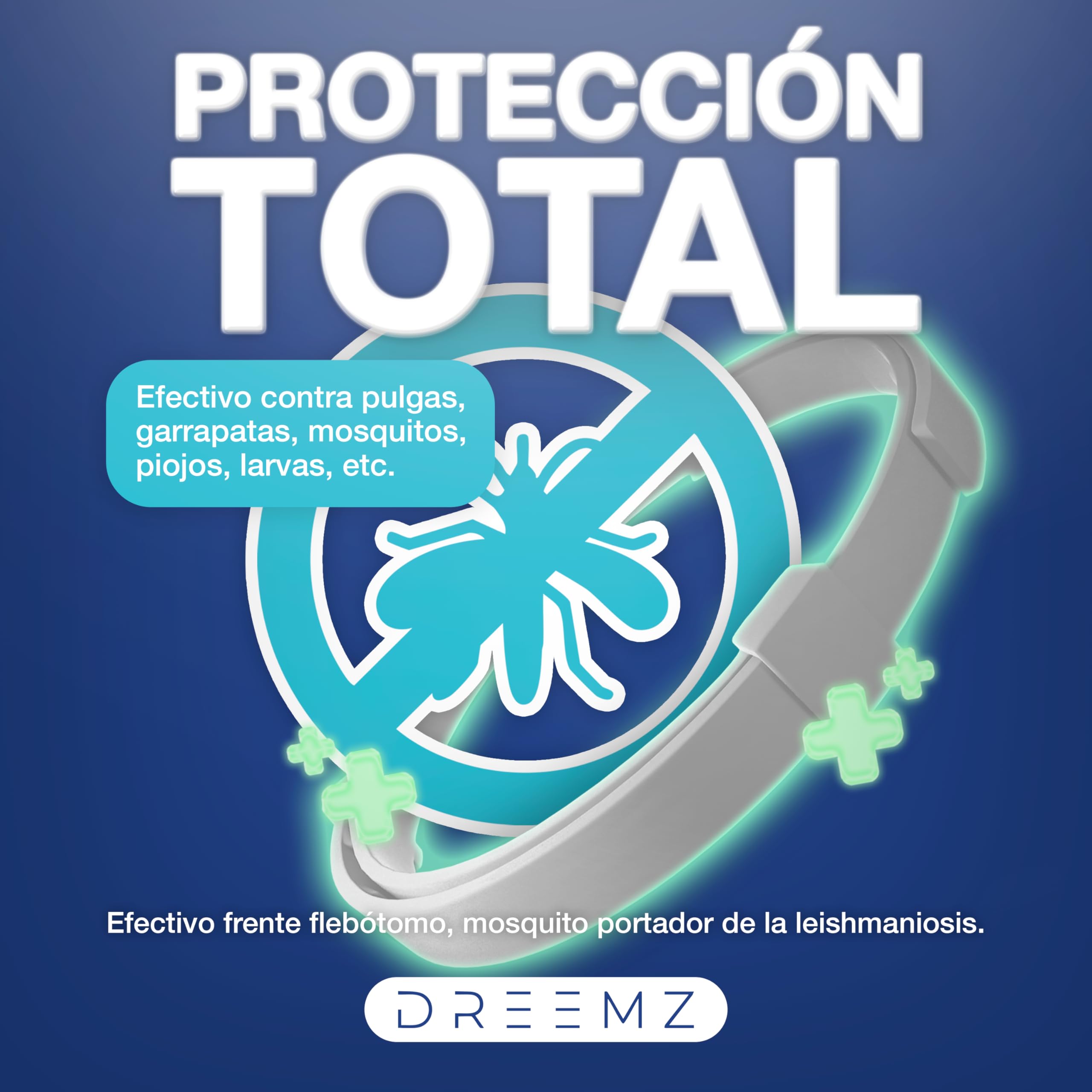 DREEMZ Collar Repelente de Insectos - Antipulgas Perros, garrapatas y Mosquitos, 8 Meses protección-63cm -100% Vegetal-Impermeable - Formatos (1 Und Gris) — view 5