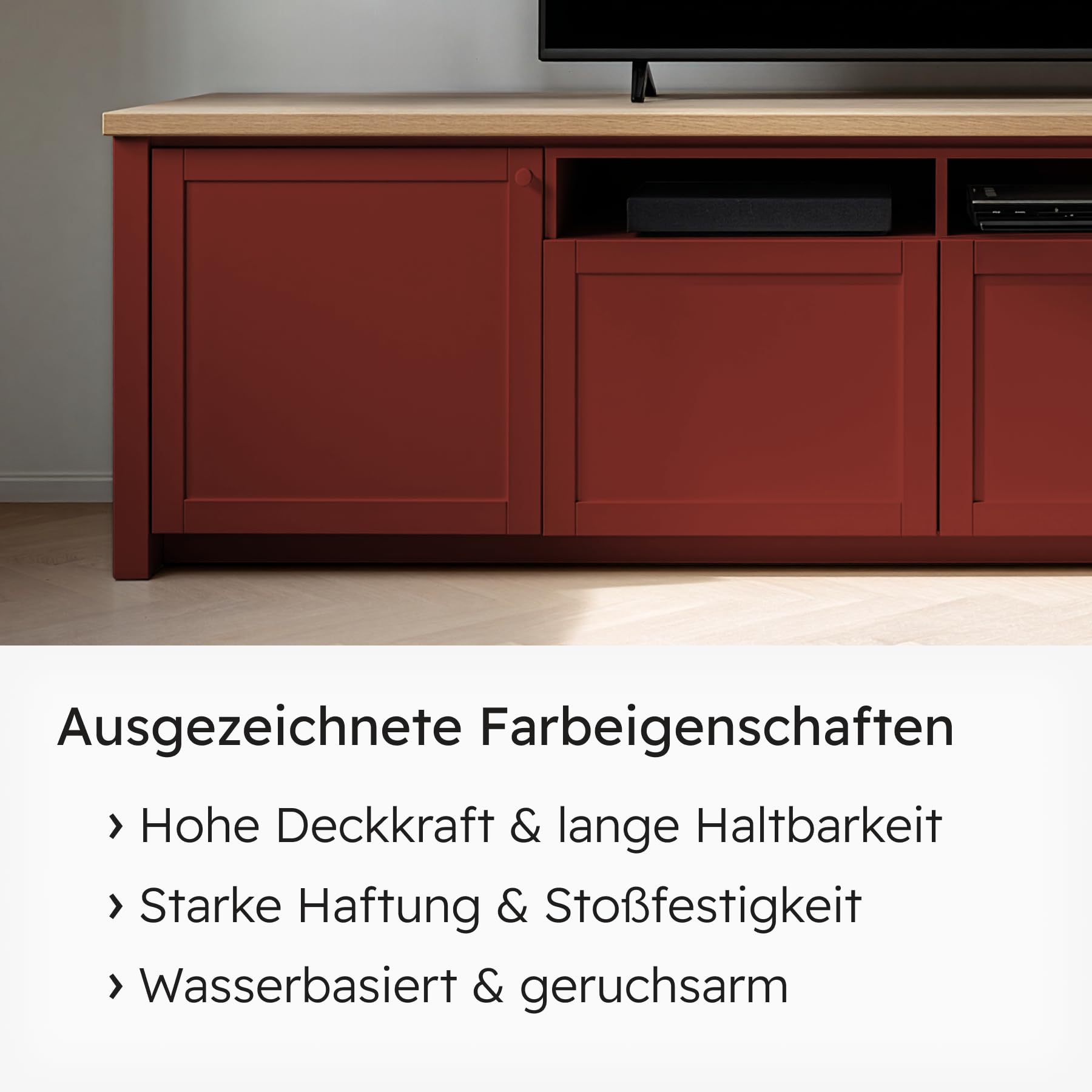 Viton Möbellack - 3 Kg (2,5 L) - Seidenmatt Schwedenrot - Möbelfarbe auf Wasserbasis - HAE 30 - Oxidrot RAL 3009
