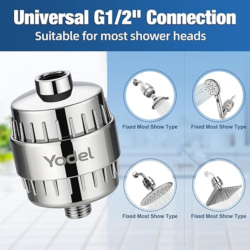 Miniatura 7 de Yodel Filtro de cabezal de ducha KDF-55 de 25 etapas para reparar el cabello, la piel y las uñas dañadas, evitar la acumulación de incrustaciones,