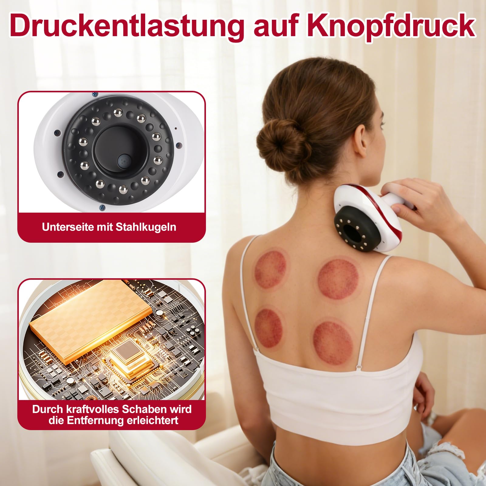 Lymphdrainage Gerät Cellulite Massagegerät,4-in-1Massagegerät mit Vakuum-Schröpftherapie&Gua Sha Elektrisch,schröpfgerät elektrisch zur Hautstraffung&Durchblutung,Anti-Cellulite Massage für den Körper
