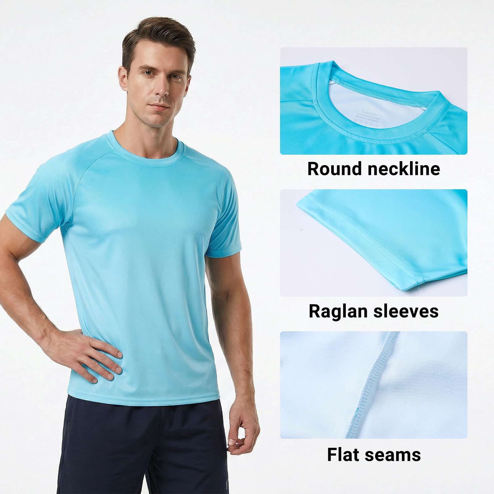 Cimic 3-Pack Rashguard UV Camicia Uomini UPF 50+ UV Swim Tshirt Protezione Solare Traspirante ad Asciugatura Rapida per Surf all'aperto Running Top