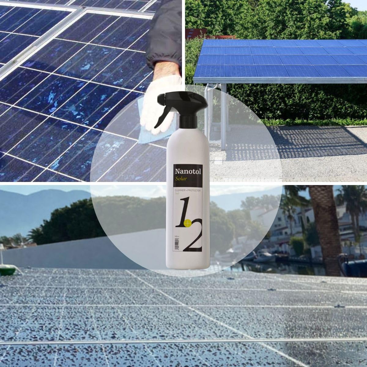 Nanotol Photovoltaik- und Solaranlagen Reiniger für 160 m² - Reiniger + Nanoversiegeung 1+2 für langfristigen Schutz vor Schmutz mit Easy-to-Clean- und Lotuseffekt - langfristig höhere Leistung
