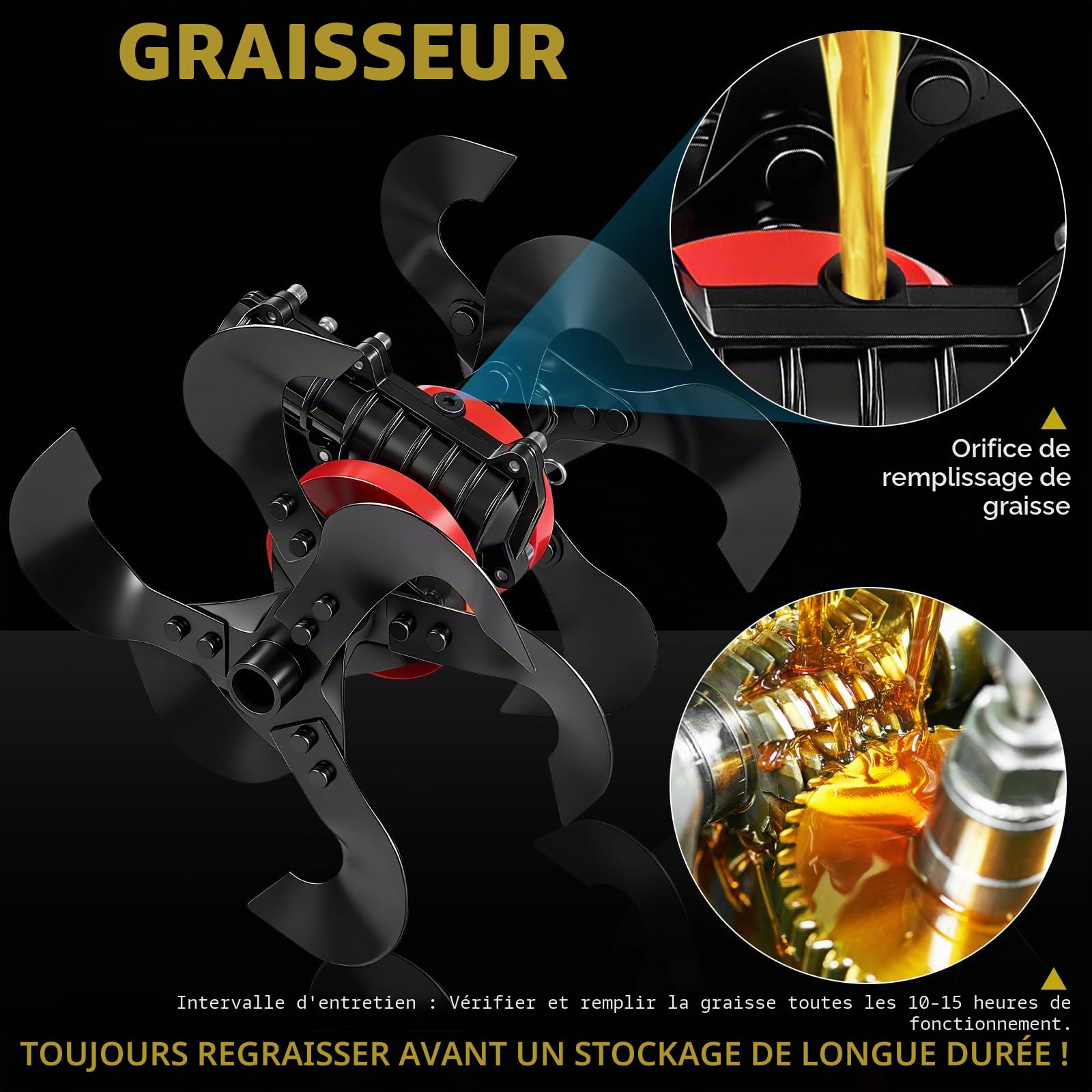 Roue de débroussailleuse 2 en 1 pour tondeuse à gazon, roue de desserrage du sol pour débroussailleuse, cultivateur avec outil robuste en acier au manganèse (tube de 26 mm de diamètre, dents 9)